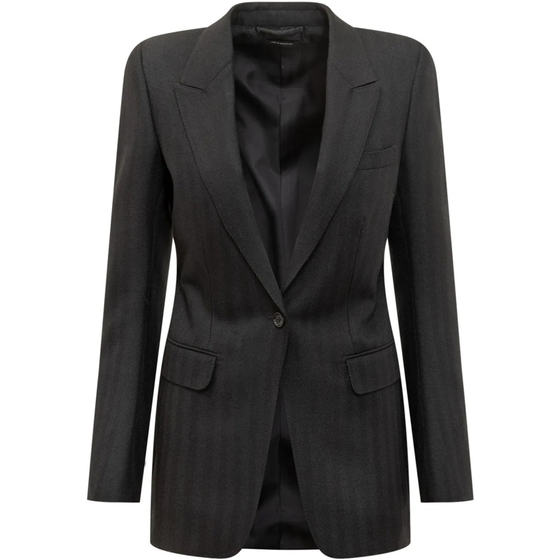 Tom Ford Blazer Tom Ford Blazer Nero in Lana con Un Bottone schwarz