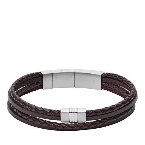 Fossil Brown Multi-Strand Braided Leather Bracelet Armband