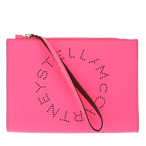 Stella McCartney Logo Flap Zip Clutch Pink Fluo Aftonväska med spänne