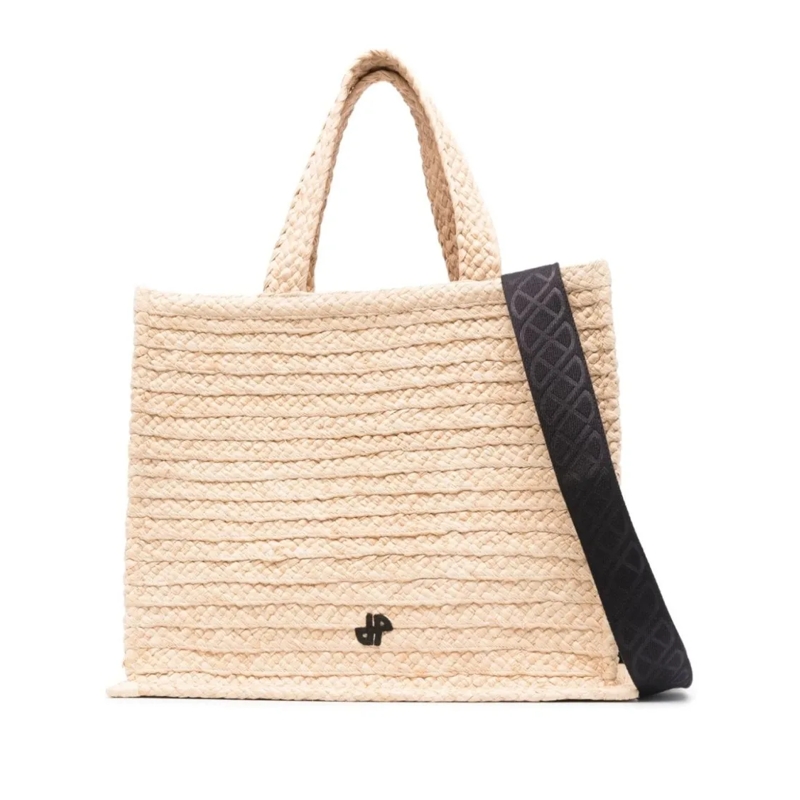 Patou Schultertasche Textured Vanilla White Raffia Handbag Neutrals