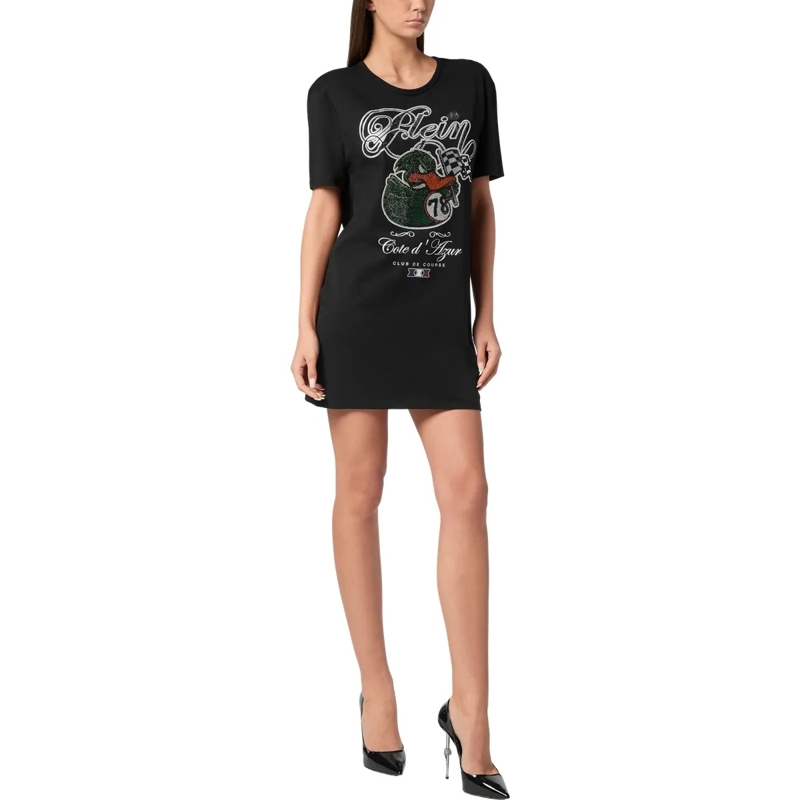 Philipp Plein Midikleid Kleid Duck Mit Schmucksteinen schwarz(Image 4)
