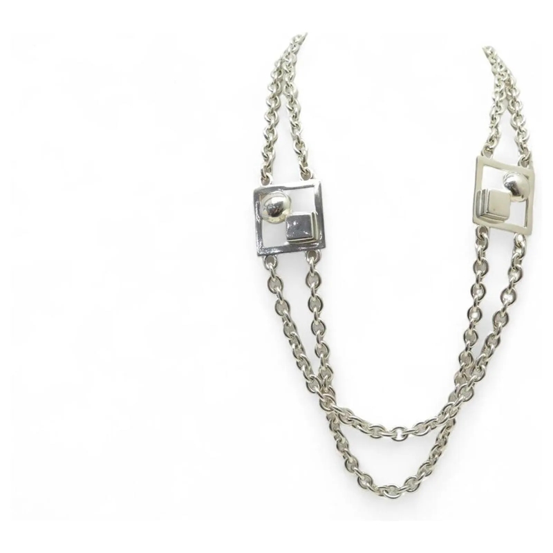 Paco Rabanne Mittellange Halskette VINTAGE PACO RABANNE HALSKETTE LANGKETTE 70CM SILB silber