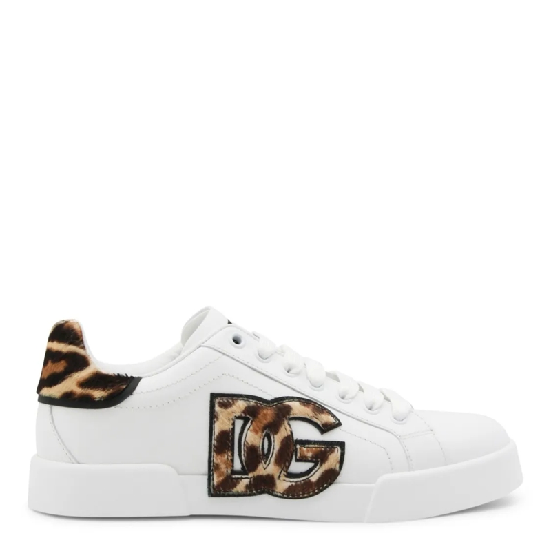 Dolce&Gabbana Lage-top sneaker White And Leopard Leather Sneakers White