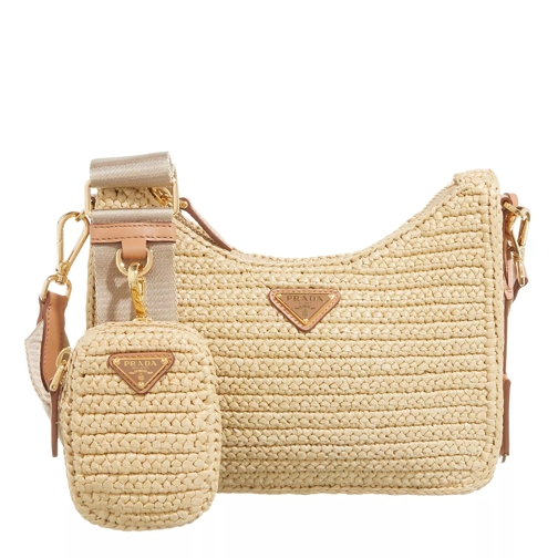 Prada Re-Edition With Chain And Ribbon Shoulder Strap An Natural Cross body-väskor