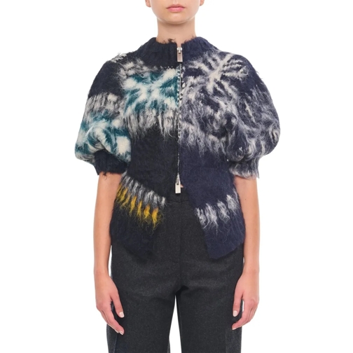 Sacai Trui met col Pattern Knit Blouson Black