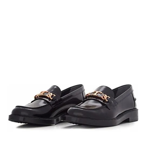 Tod's Mocassin Patent Leather Loafers Black