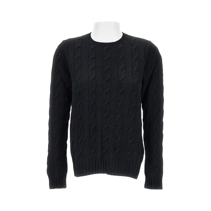 Ralph Lauren Pull Cable Knit Cashmere Crewneck Sweater Black