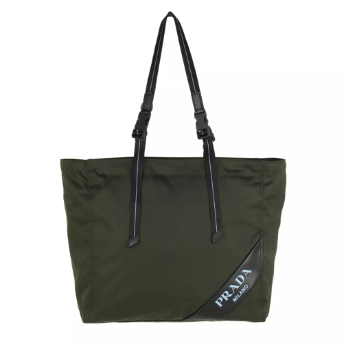 Prada Logo Patch Shopping Bag Nylon Militare Shopping Bag
