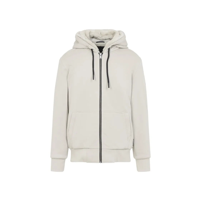 Moose Knuckles  Regular Fit Drawstring Hoodie With Zip Closure White