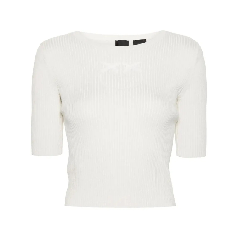 Pinko Chemisier Ribbed Textured Tritone Blouse White