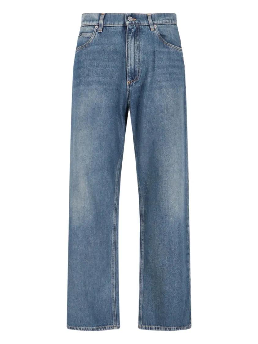 Thumbnail - Dolce&Gabbana - Logo Wide Jeans – Blue - Größe 48 - blau