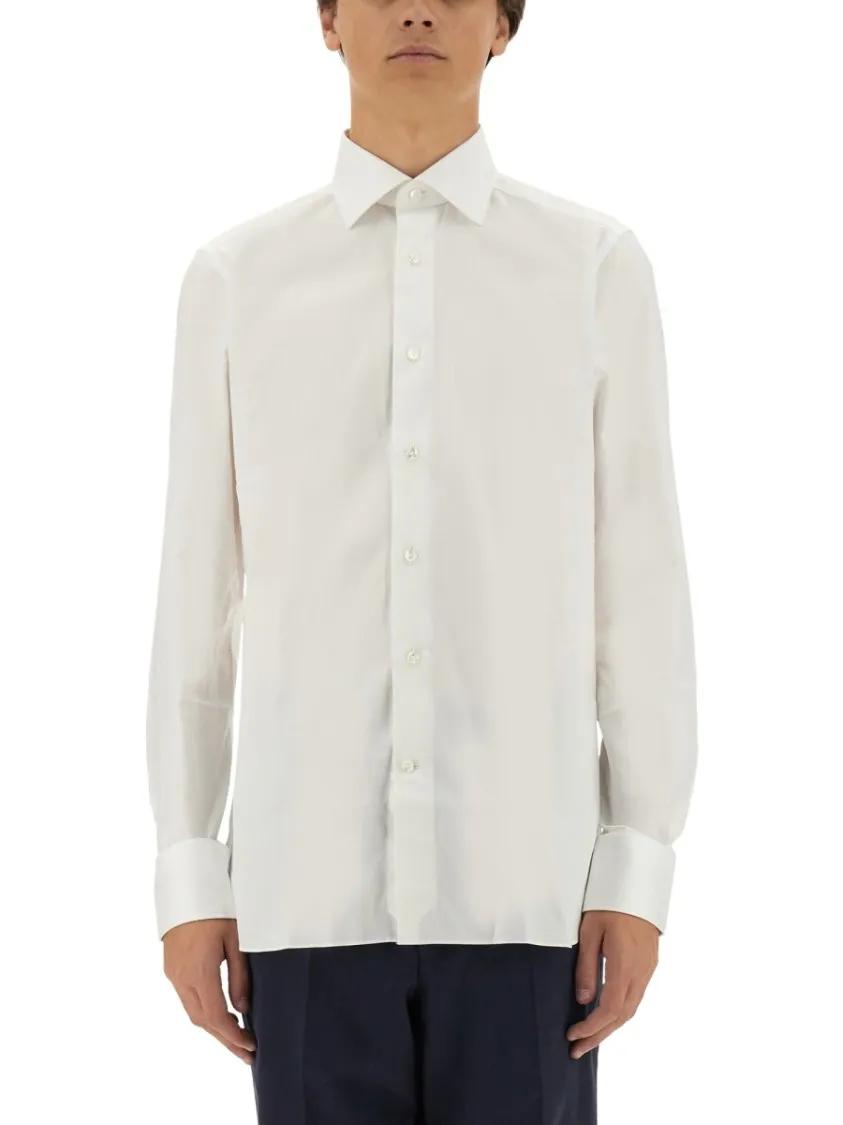 Thumbnail - Zegna - Stretch Cotton Shirt - Größe 39 - weiß