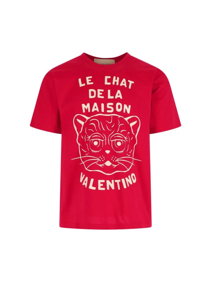 Thumbnail - Valentino Garavani - "Le Chat De La Maison" T-Shirt – Red - Größe L - rot