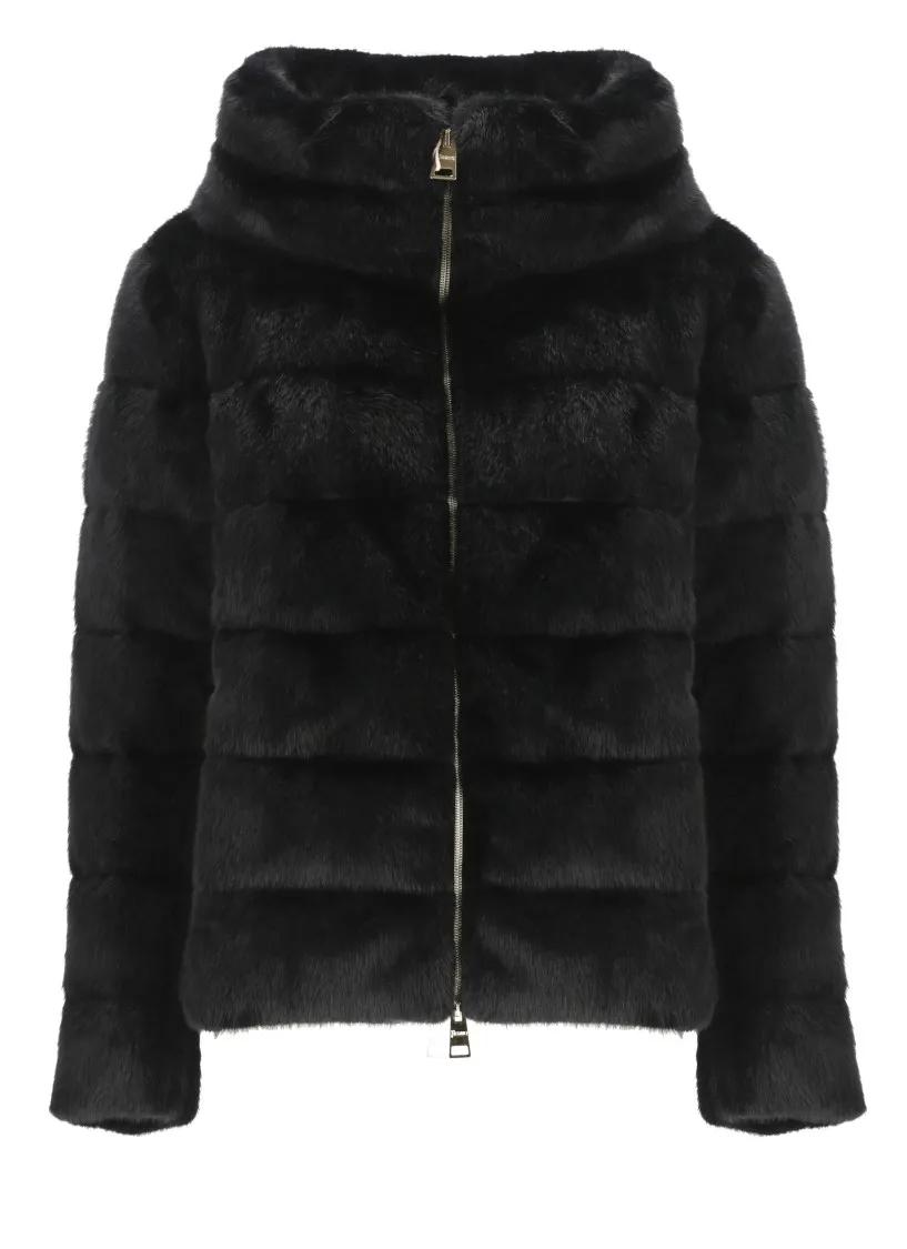 Herno - Down Jacket With Faux Fur - Größe 44 - schwarz