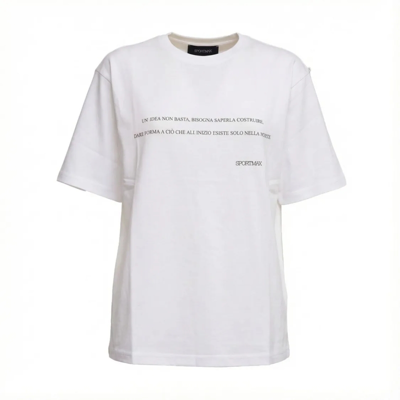 Sportmax T-shirt Crewneck T-Shirt With Chest Print White