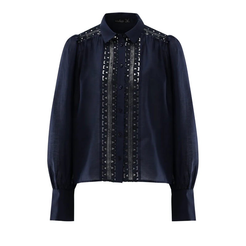 VAN LAACK Bluse Bluse Modern Fit Uni dunkel-blau