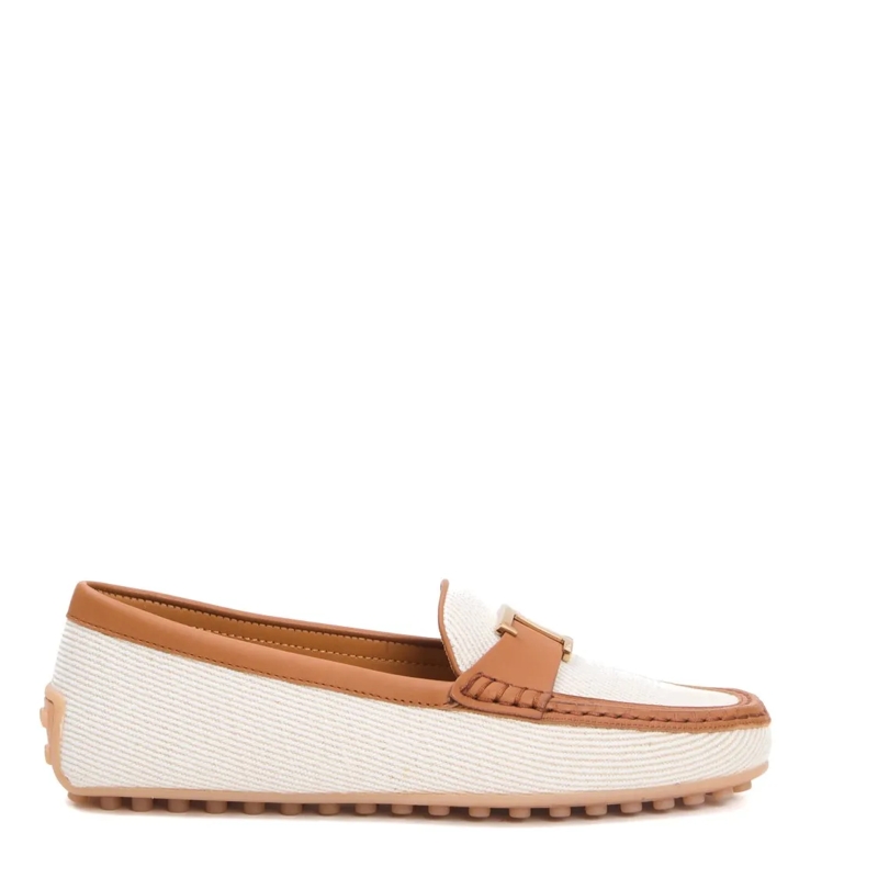 Tod's Balletschoenen City Gommino Fabric Cream Leather Leather Neutrals