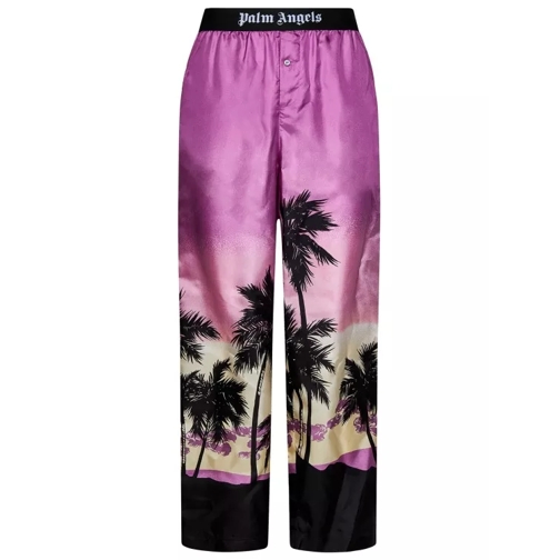 Palm Angels Purple Silk Pajama-Style Trousers Purple Pantalons