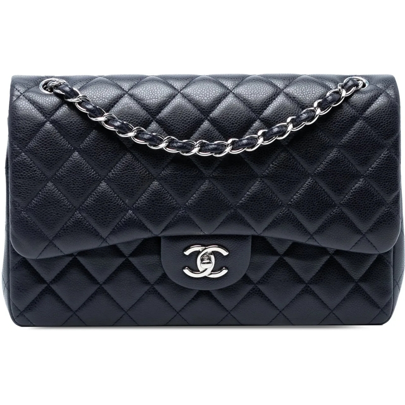 Chanel Sac à bandoulière Jumbo Classic Caviar Double Flap blau