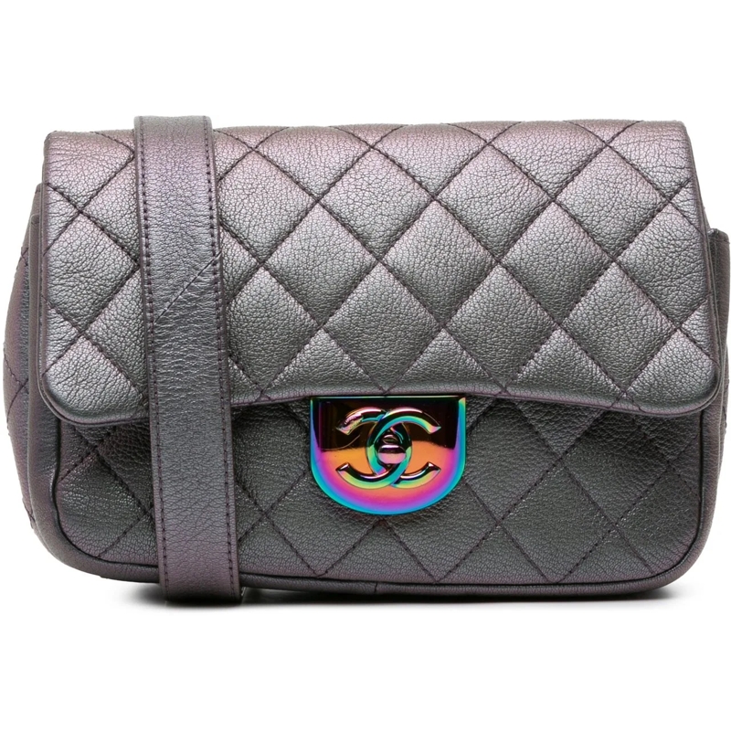 Chanel Schultertasche Small Iridescent Goatskin Rainbow Hardware Double  lila