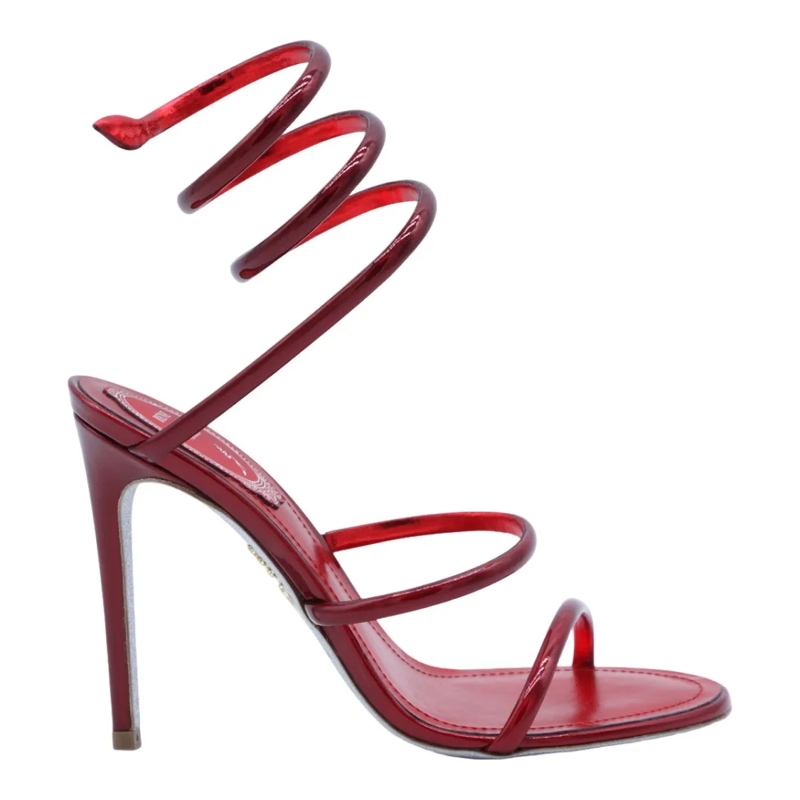 René Caovilla Sandalen Vibrant Red Sandals With Minimalist Design Red