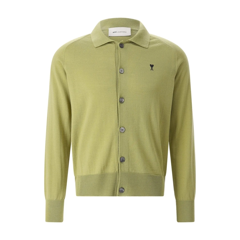 AMI Paris Strickjacke Strickjacke mit Logo grün