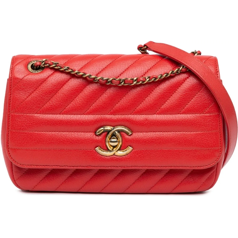 Chanel Sac à bandoulière Small Diagonal Quilted Goatskin Flap rot