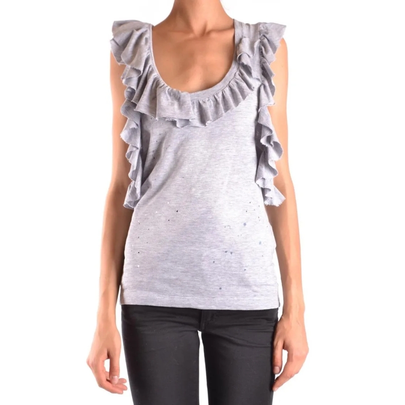 Dsquared2 Blouse Light Grey Ruffled Detail Top White