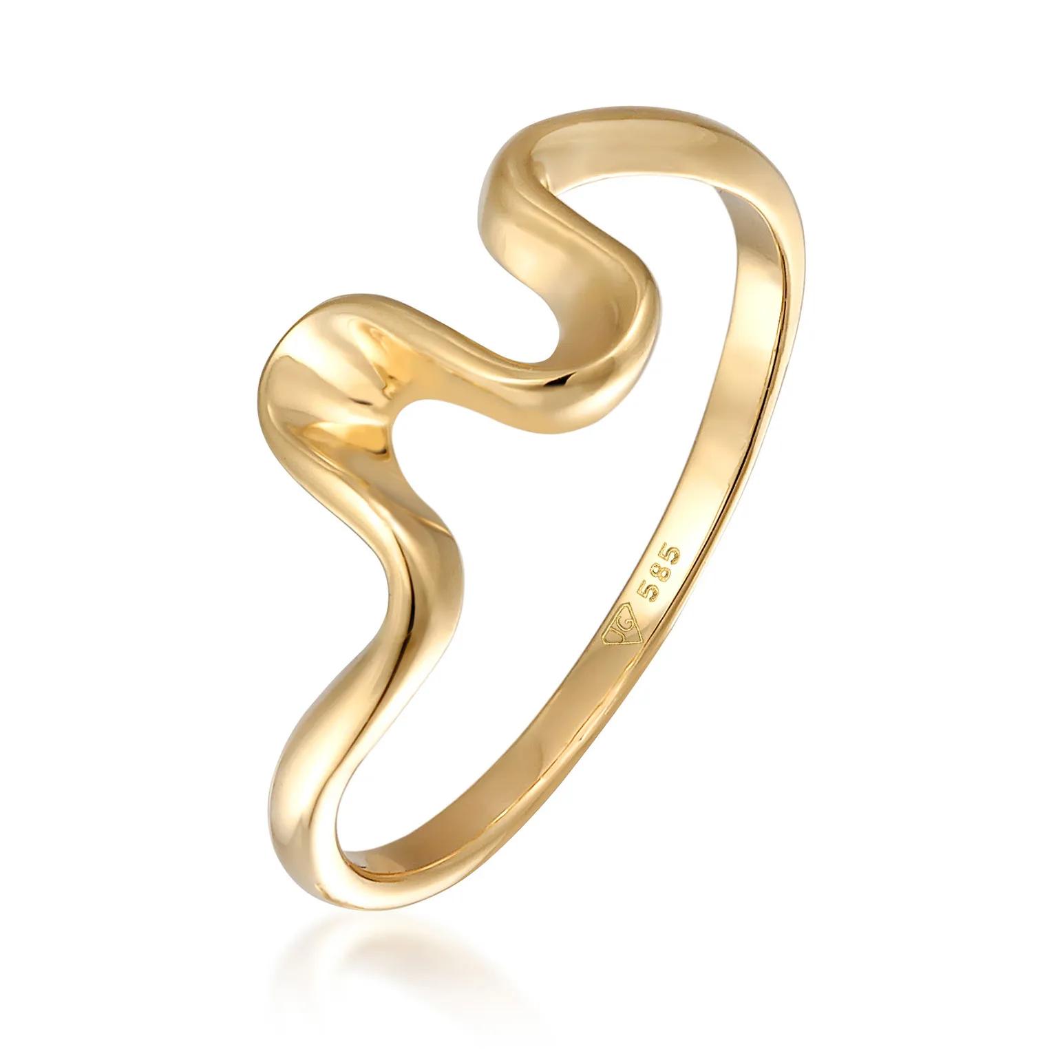 Elli Ringe - Ring Wellen Wave Strand Maritim 585 Gelbgold - Gr. 54 MM - in Gold - für Damen