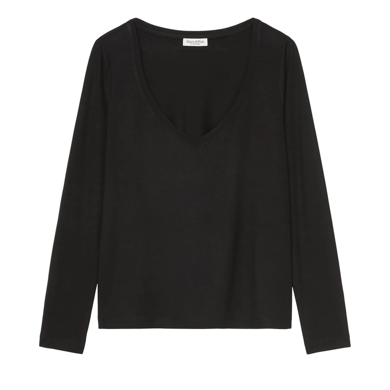 Marc O´Polo  T-shirt, long sleeve, v-neck black
