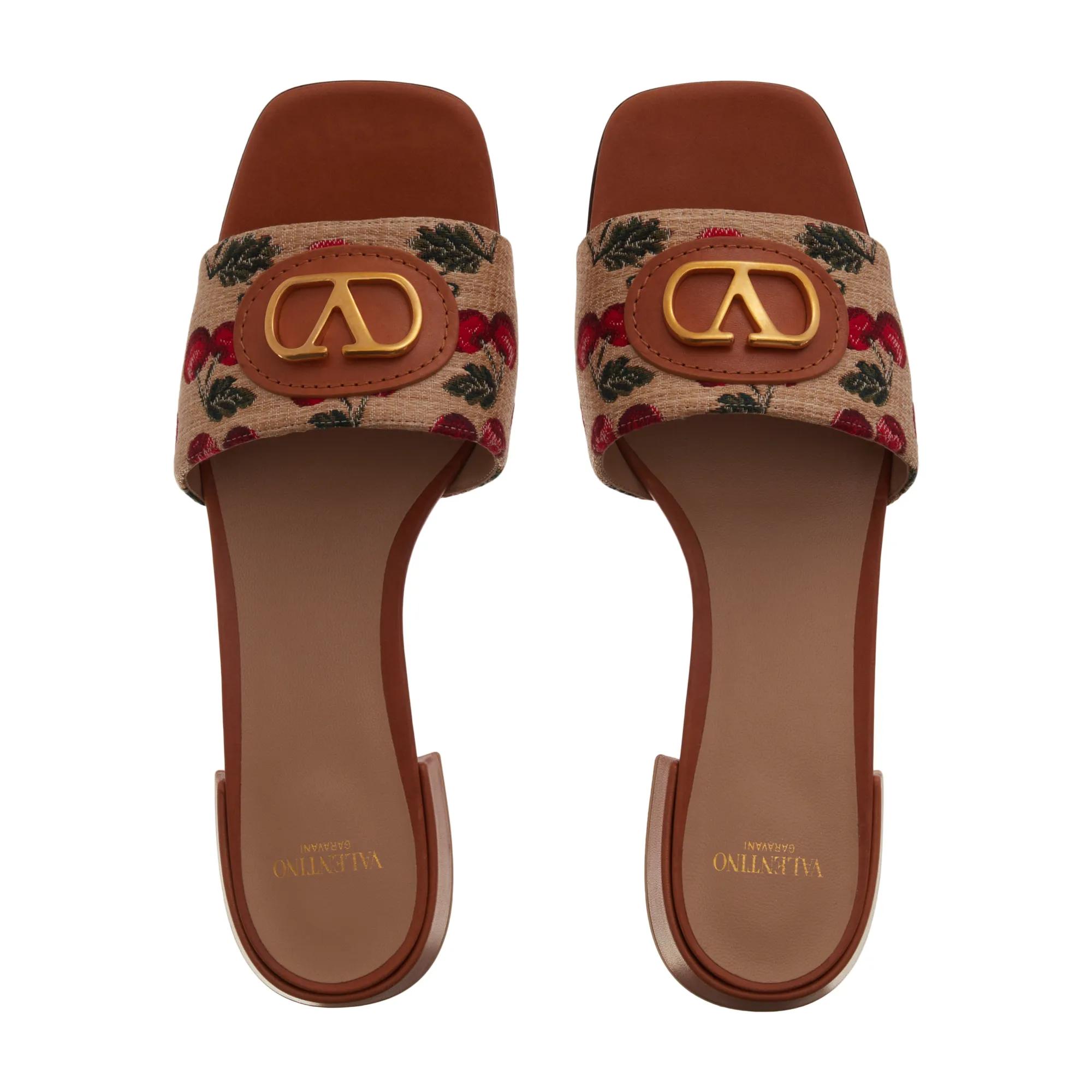 Thumbnail - Valentino Garavani Sandalen - Slide Rafia Jaquard - Gr. 39 (EU) - in Braun - für Damen