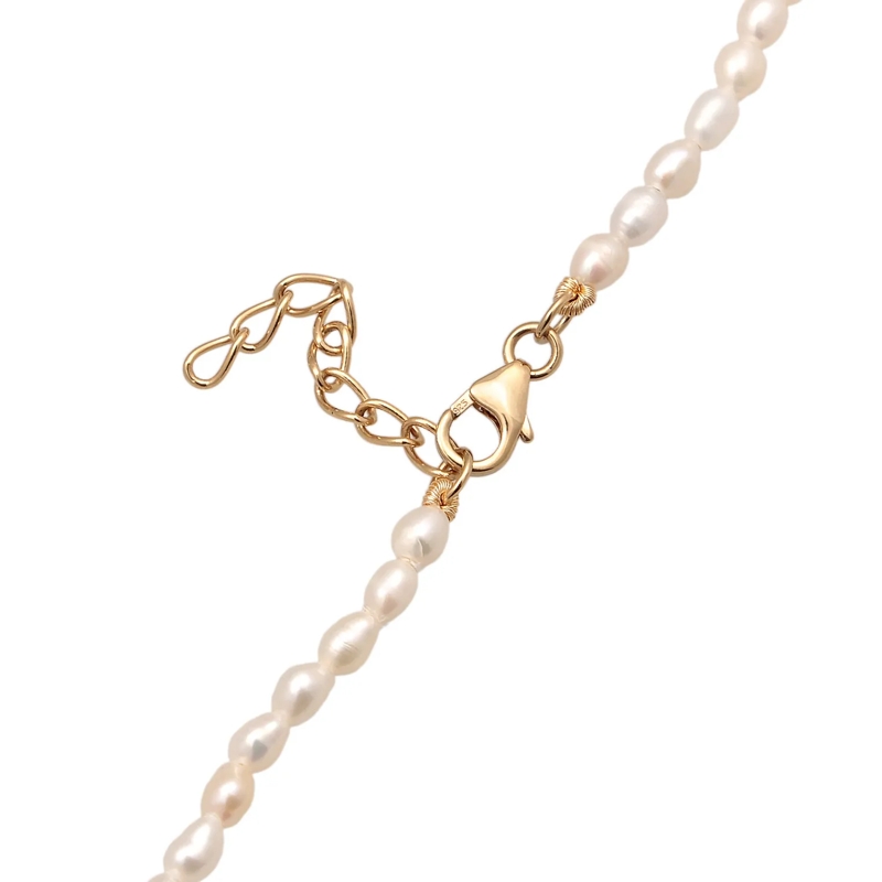 Elli Mittellange Halskette Halskette Süßwasserperlen Coin Plättchen 925 Silbe gold(Image 4)