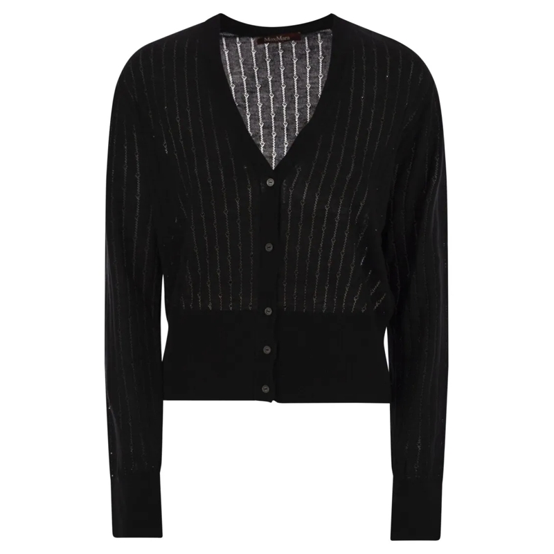 Max Mara Strickjacke Nogara - Wool And Silk Cardigan Black