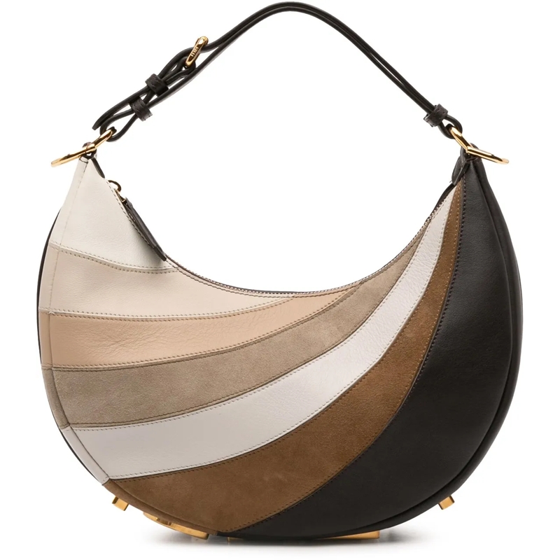 Fendi Schultertasche Small Calfskin and Suede Rainbow Fendigraphy braun