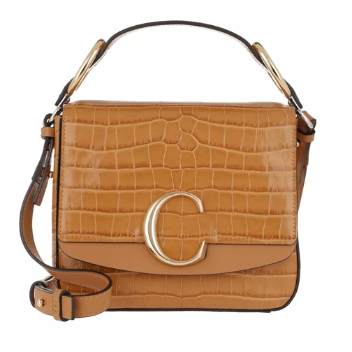 Chloé Shoulder Bag L Embossed Leather Autumnal Brown Crossbody Bag