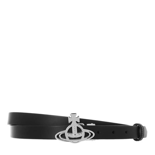 Vivienne Westwood Belts Small Line Orb  Buckle Belt Black Cintura sottile