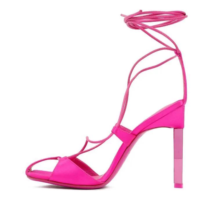 The Attico Pumps & High Heels - Pink Satin Adele Lace-Up Pump - Gr. 36 (EU) - in Rosa - für Damen