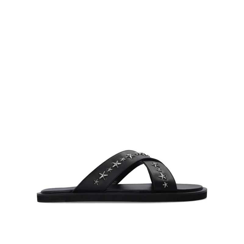 Jimmy Choo Mocassin Palmo Leather Sandals Black