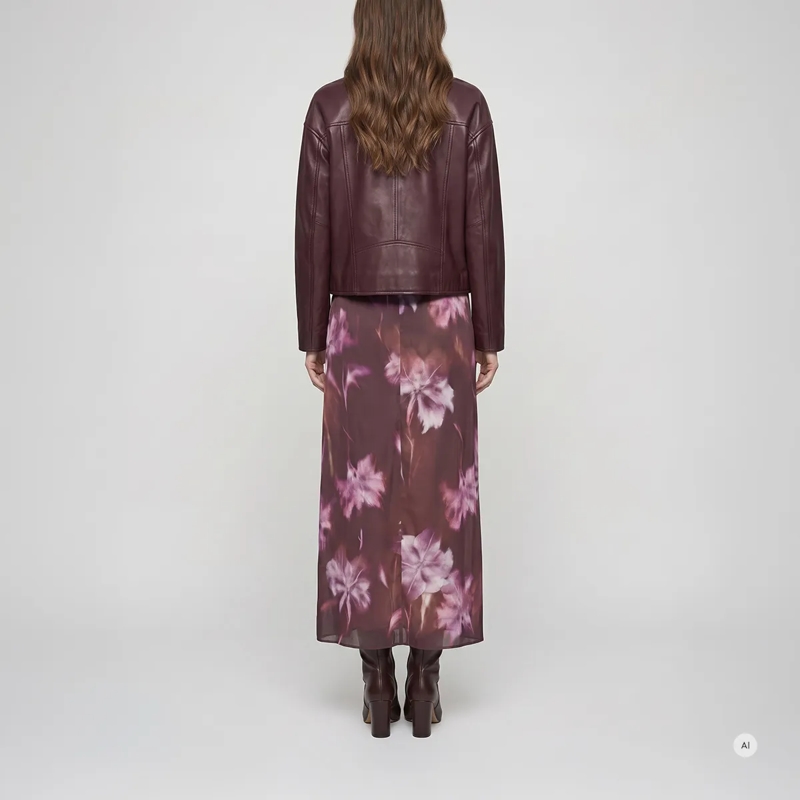 Marc Aurel Midirock Der fließende Viskose-Satin bringt den floralen Pr lila(Image 4)