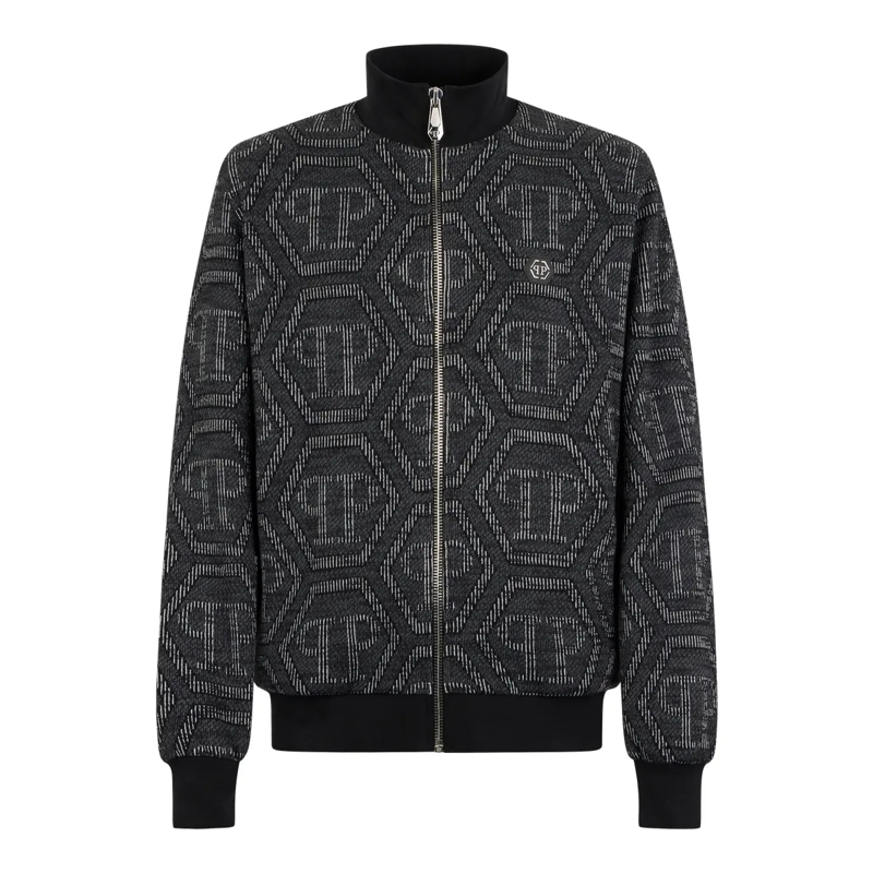 Philipp Plein Daunenjacke Jacquard Tracksuit Jacket Monogram schwarz
