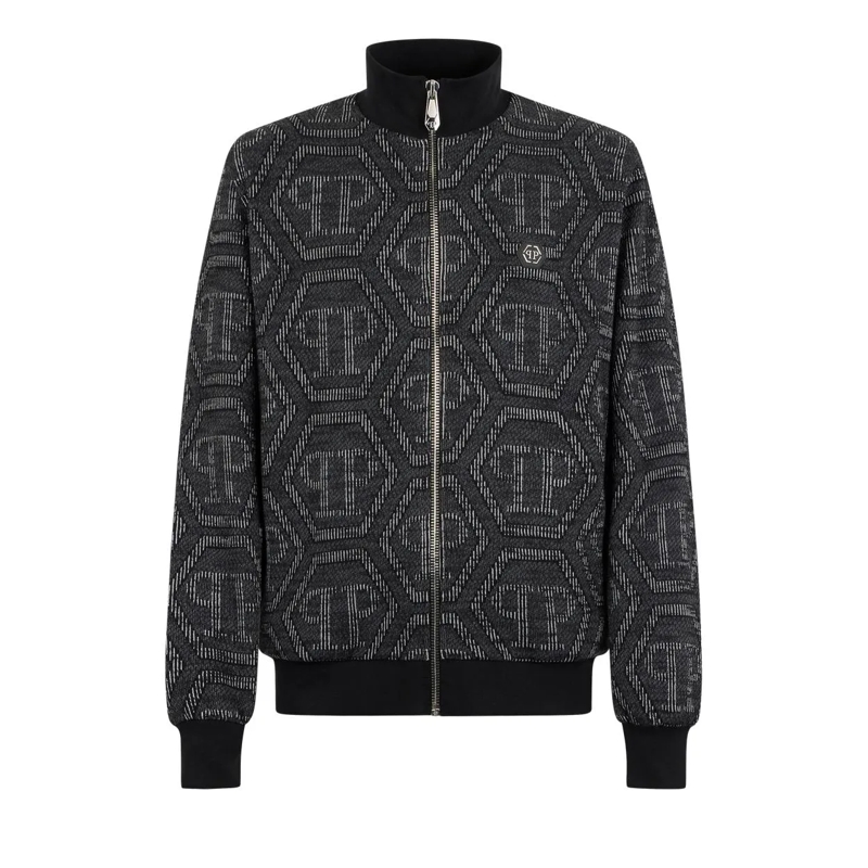 Philipp Plein Blouson Jacquard Tracksuit Jacket Monogram schwarz