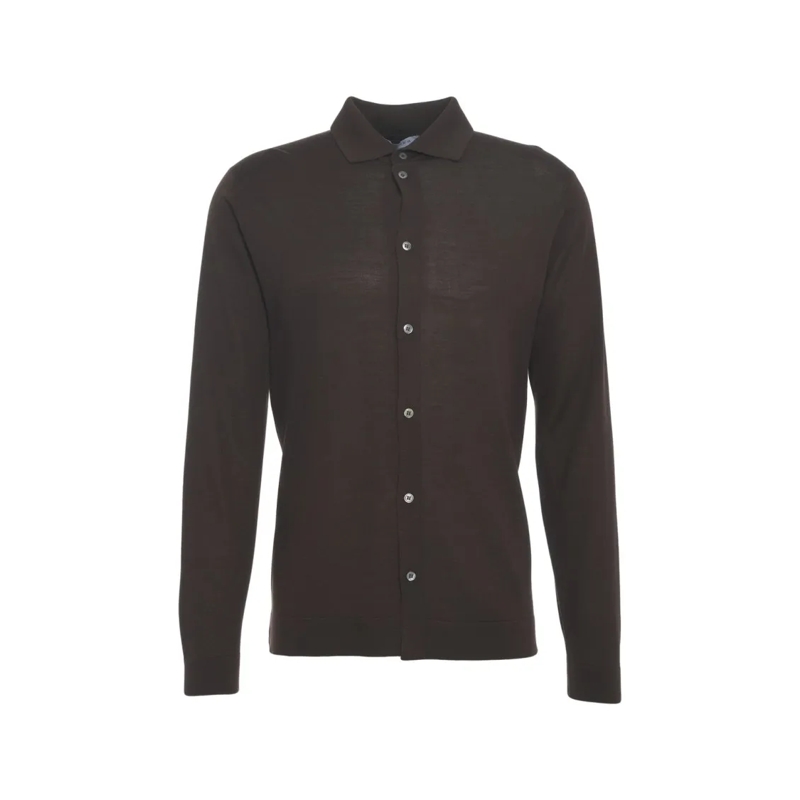 Gender Chemise Knit Shirt With Classic Collar And Minimalist Desi Black