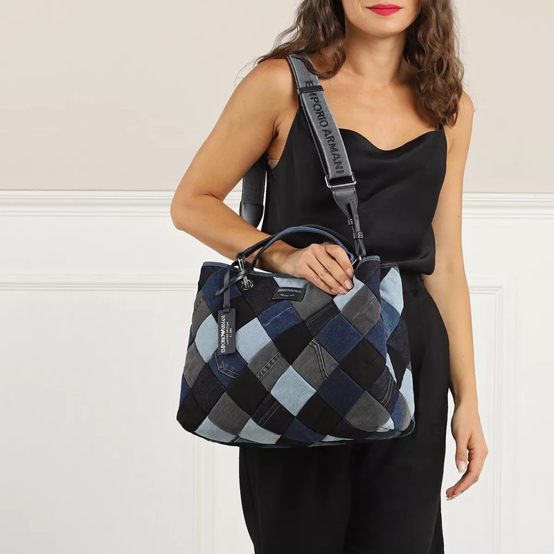 Emporio Armani Fourre-tout S33 Shopping Bag Patchwork Blue(Image 2)