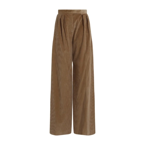 Max Mara Camel Brown Cotton Gilly Velvet Pants Brown 