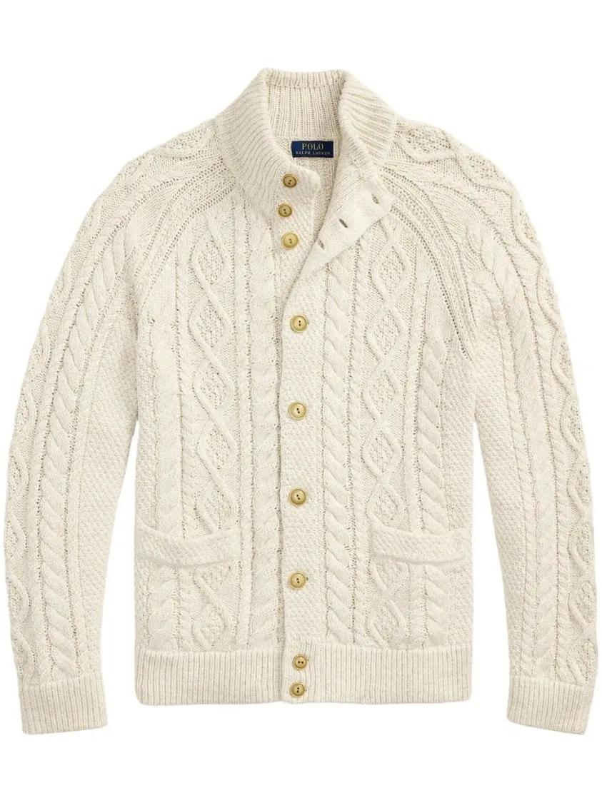 Thumbnail - Polo Ralph Lauren - Textured Knit Cardigan With Button Fastening - Größe S - beige