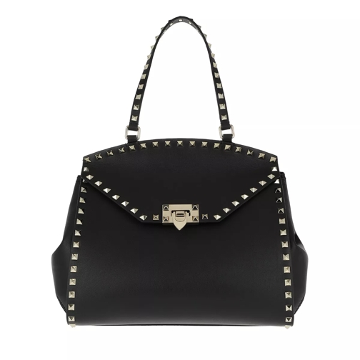 Valentino Garavani Rockstud Handbag Calf Leather Black Satchel