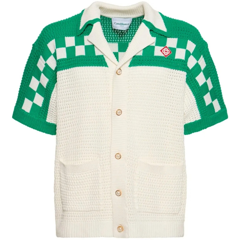 Casablanca Overhemd Textured Button-Down Short-Sleeve Shirt Neutrals