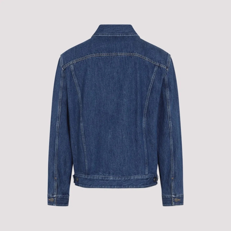 Valentino Garavani Spijkerjasje Classic Denim Jacket With Pointed Collar Blue
