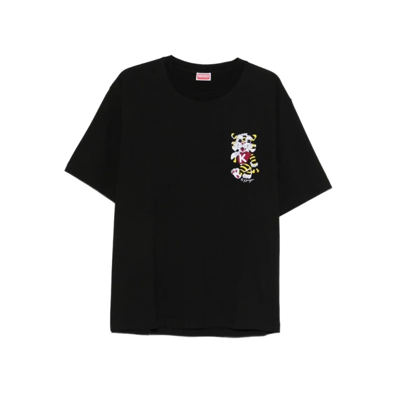 Kenzo T-Shirt Short-Sleeve Black T-Shirt With Embroidered Tiger Black