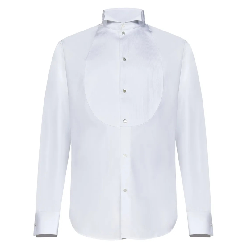 Emporio Armani Chemise Wing Collar Plastron Tuxedo Shirt White